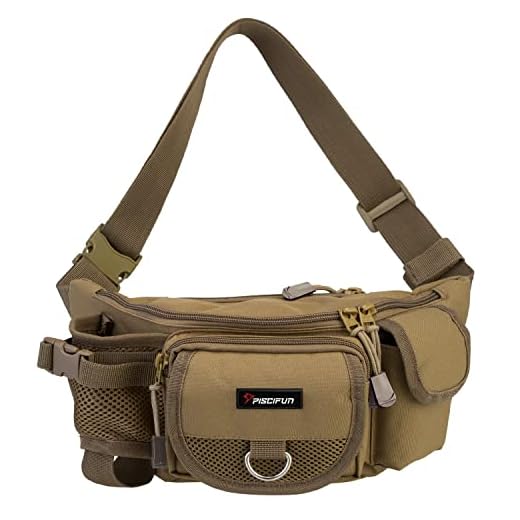Piscifun Fishing Bag Portable Outdoor Fishing Tackle Bags Multiple Waist Bag Multi Functional Fanny Pack (Color Khaki)