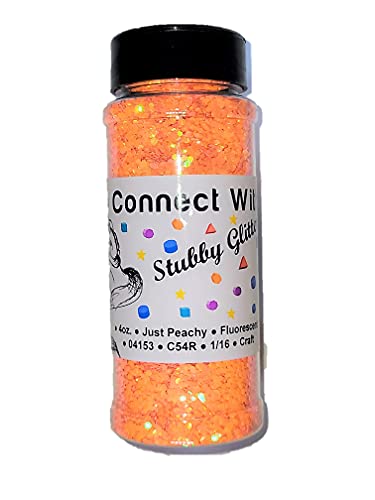 iConnectWith Glitter – Just Peachy Fluorescent Glitter; Multi-use for Crafts, Decorations, Nail Art, Makeup, Tumblers, Resin Art, and DIY Projects