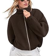 LASLULU Womens Fleece Jackets Full Zip Faux Fur Sherpa Jackets 2025 Fashion Trendy Fall Winter Ja...
