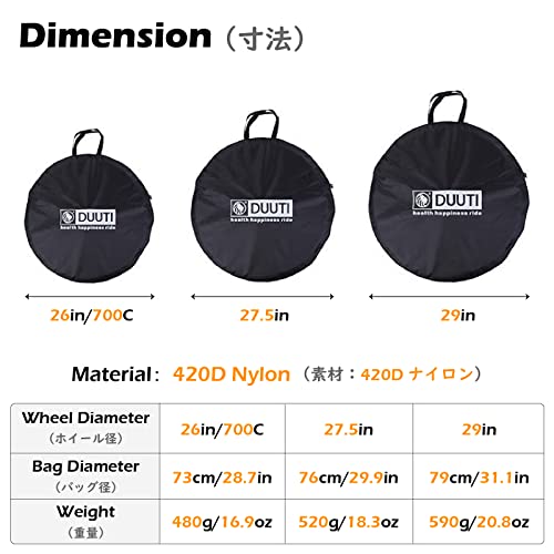 TRIWONDER 2 Pack Bike Wheel Bag 26" 27.5" 29" Bicycle Wheelset Carry Handbag Travel Bag Waterproof Wheel Storage Cover for MTB Mountain Road Bike (Black - Image 2