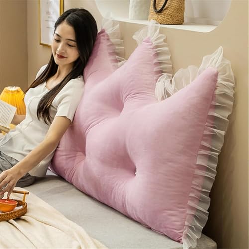 Image of Headboard Pillow PP Cotton Filler Large Bolster Pillows Backrest Support Sitting Up Reading Pillow in Bed Velvet Rest Upholstered Headboard Pads, (Pink, 47 inchx47 inch)