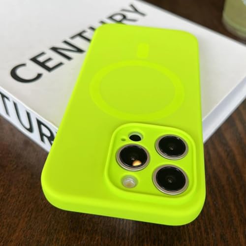 Coque silicone vert pour iPhone 15 Pro Max, etui souple et magnetique Magsafe
