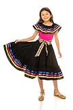 unik Girl's Fancy Traditional Mexican Cinco De Mayo Fiesta Dress Size 4-14 Black Pink Size 12