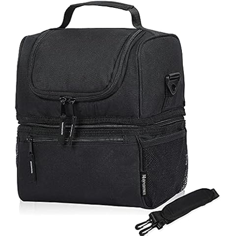 Maymooner Insulated Lunch Bag for Men Large Cooler Bag Picnic Bags for Camping,Work,School,Beach,2 Compartment,Black Cover