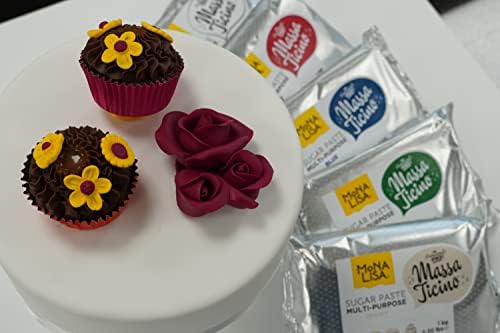 Massa Ticino Sugarpaste For Cakes Multi-Purpose, White by Mona Lisa, Fondant For Baking, Modelling, Covering, And Decoration, 1 Kg