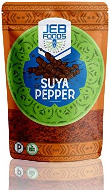 JEB FOODS Suya seasoning 8oz - African suya seasoning - sweet flavor, spicy powder, grilled steak seasoning blend (with kuli kuli – grounded roasted peanut cake) (SUYA PEPPER 8oz)