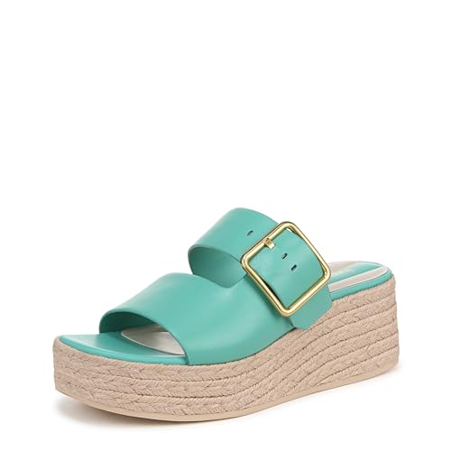 Franco Sarto Womens Taziana Wedge Sandal Aquamarine Blue Leather 6 M