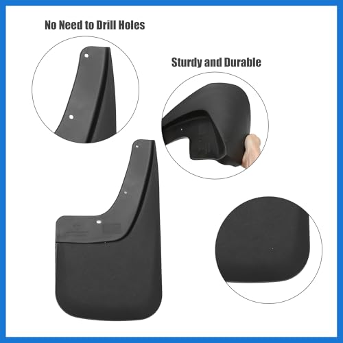 Image of Mud Flaps Splash Guard No-Drill Mudguards Wheels Protection Set Fit for GMC Sierra 1500 with Hardware - Pack of 16 Black Auto Accessories