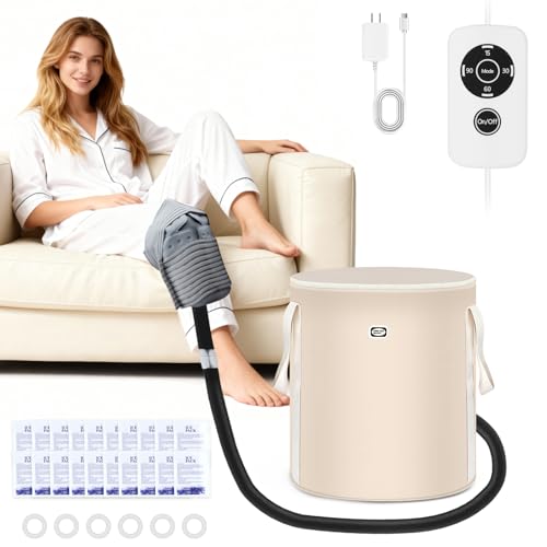 Portable Cold Therapy Machine with Programmable Timer, Quiet Ice Machine for Knee Shoulder Ankle Pain Relief, Multi-Mode Ice Therapy Machine System for Surgery Recovery & Sports Injuries