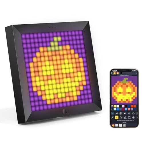 Image of Divoom Pixoo - Pixel Art Digital Picture Frame with 16x16 LED Display APP Control - Cool Animation Frame Wall/Desk Mount for Gaming Room & Bedside Table -Black