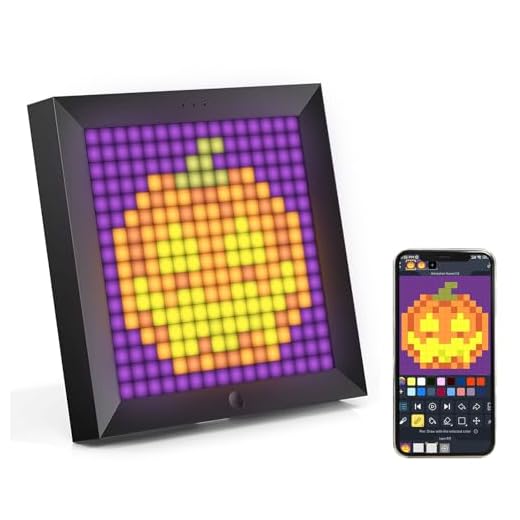 Divoom Pixoo -- Pixel Art Digital Picture Frame with 16x16 LED Display APP Control - Cool Animation Frame Wall/Desk Mount for Gaming Room & Bedside Table -Black