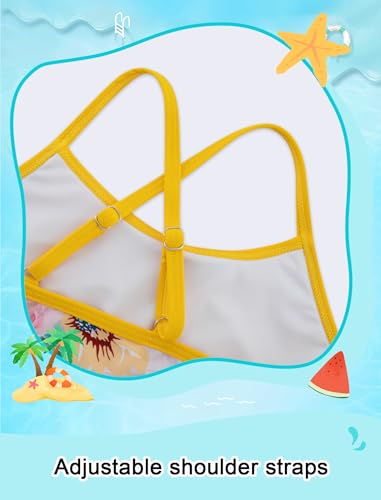 Seanrui Girls Swimsuits for Teens Girls Bathing Suits Size 14-16 with Long Sleeve Swim Shirt Swim Skirt Yellow Sunflower — view 3
