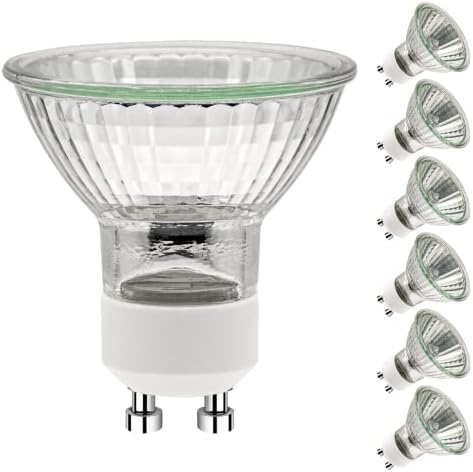 GU10 Halogen Light Bulbs, GU10 Bulbs 35W, 6 Pack Spotlight Bulbs AC 230V 35W, Light Bulbs Halogen Equivalent Energy 2 Pin 35° Beam Angle 2700K Dimmable Warm White