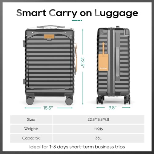 Joyway Expandable 20 Inch Carry on Luggage with Front Pocket, Grey by Joyway - Used condition - Image 8