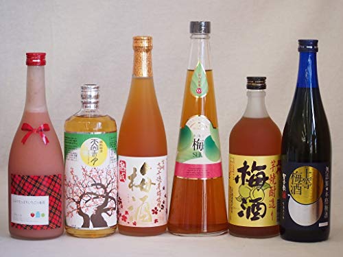 カラフル梅酒6本セット(ミルクたっぷりいちごの梅酒 芋焼酎仕込五代梅酒(鹿児島) 高千穂産梅使用熟成梅酒 手作り梅酒(宮崎県) 樽熟梅酒天空の月(大分) 無添加上等梅酒(鹿児島)) 720ml×6本