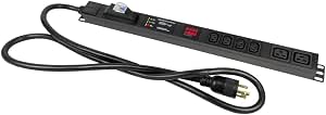 Metered Breaker Surge Protection PDU, 240V, L6-30P, 30A, 7200W, 4 C13 & 2 C19 Outlets, Crypto Mining, Data Center