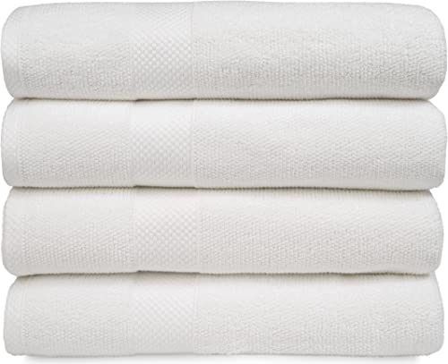 MAURA Premium Bath Towels 100% Cotton 27x54 Ultra Absorbent Quick Dry 4 Pack Soft Terry Bath Towels Set for Bathroom, Hotel and Spa Quality, White by MAURA - Image 2