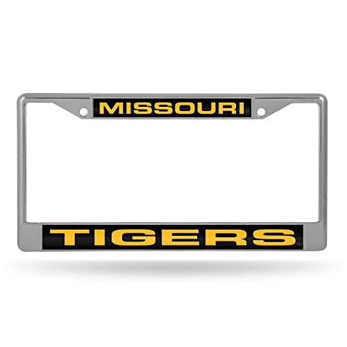 Rico Industries NCAA Missouri Tigers Laser Cut Inlaid Standard Chrome License Plate Frame , 6 x 12.25"
