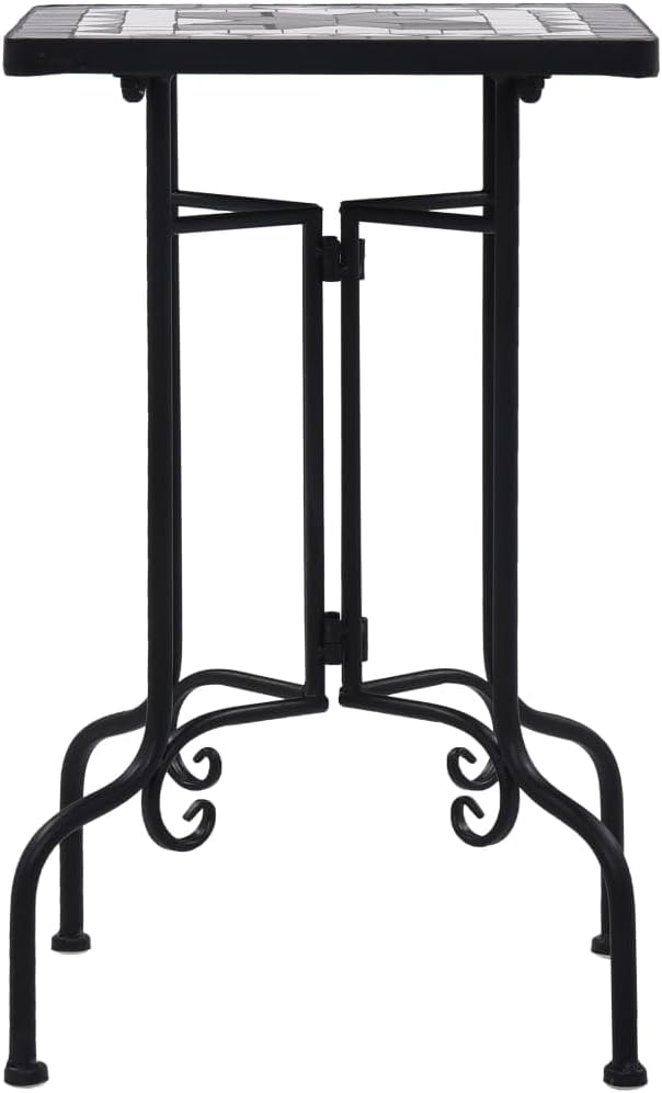 vidaXL Side Table, Plant Table, Plant Stand, Flower Pot Stand for Living Room Hall Patio Balcony Porch Backyard, Black and White Ceramic