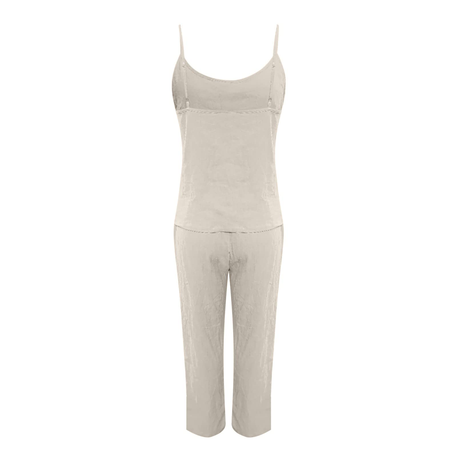Conjunto de ropa de algodón y lino para mujer, camiseta y pantalones
