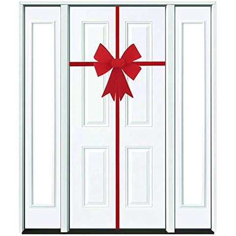 Large Decorative Seasonal Holiday Felt Red Bow (18 in X 22 inches) & Matching Felt Ribbon from Love it Products. Use for Christmas, Thanksgiving, New Years, Birthday, Any Celebration, Party or Event Cover