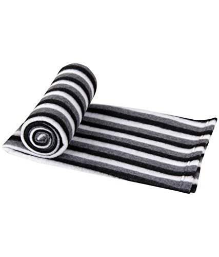 Image of DESI DHANG Striped Single Bed AC Fleece Wool Blanket - 60x90 Inch (Black and White, Pack of 1, Waterproof)