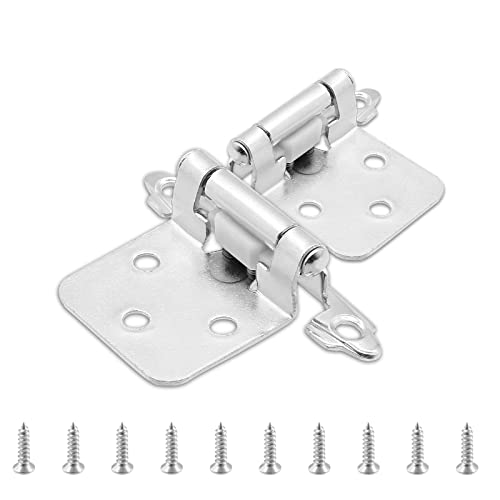 Uvbws 10 Pieces Satin Nickel Door Hinges, 1/2 Inch Overlay Hinges Stainless Steel Hinges Heavy Duty Hinges Corner Hinge, Hinges For Kitchen Cabinets, Box, Door, Drawer, Window, Brushed #TOP1