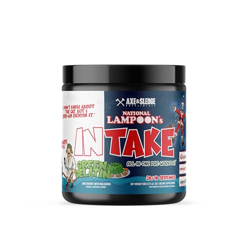 Image of Axe & Sledge Intake All-in-One Pre-Workout | 300mg Caffeine | L-Citrulline, Beta Alanine, Betaine for Performance & Focus | Pre-Workout for Men & Women | 20 /40 Servings, Green Gelatin