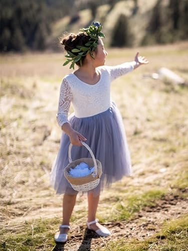 Image of 2Bunnies Girl Peony Lace Back A-Line Straight Tutu Tulle Party Flower Girl Dress