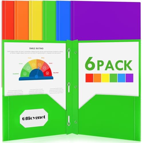 FUCDTEFC 2 Pocket Folder With Prong 6 Pack - Letter Size Plastic Folders, 6 Bright Colors - View #9