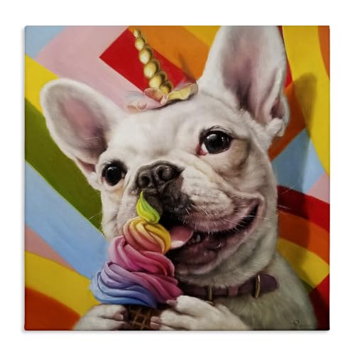Stupell Industries 'Rainbow French Bulldog Ice Cream'| Canvas Art