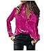 Camicie di velluto di peluche per le donne Button Down manica lunga Turn Down collare tasca camicette top per ufficio signora lavoro, Rosa acceso, M