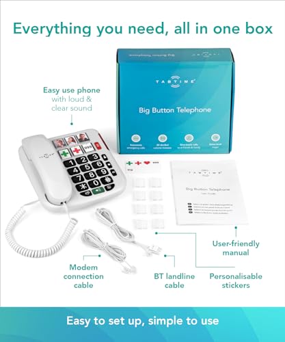 Big Button Landline Phone for Elderly, Hearing Aid Compatible Phone with Amplified Volume for Hard of Hearing, Great dementia aid - 5