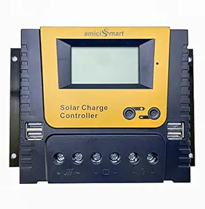 amiciSmart Solar Charge Controller, 4-Stage Intelligent Lithium Battery Regulator for Solar Panel with LCD Display USB Port 12V/24V/36V/48V (80A)