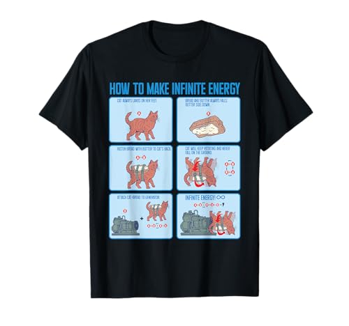 Funny Math Infinite Energy Cat E Ingeniería Mecánica Camiseta