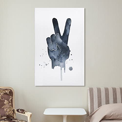 Kotian Peace Sign Wall Art Peace Fingers Minimal Decor Graphic Hand Signal Print World Peace Sign Watercolo Poster Decorative Painting Canvas Wall Art Posters For Room Aesthetic 08X12Inch(20X30Cm) #TOP6