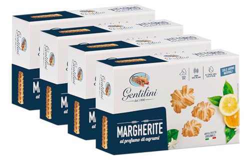 4X Gentilini Biscotti MARGHERITE al Profumo di Agrumi, Antica Ricetta Originale 250g