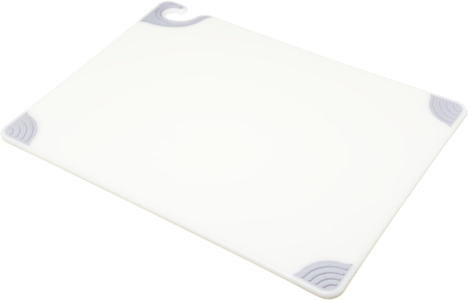 San Jamar Saf-T-Grip Plastic Cutting Board with Safety Hook, 18" x 24" x 0.5", White