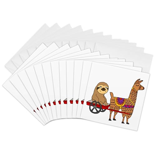 Cartes de vœux paresseux 3dRose de qualité supérieure en lot de 12