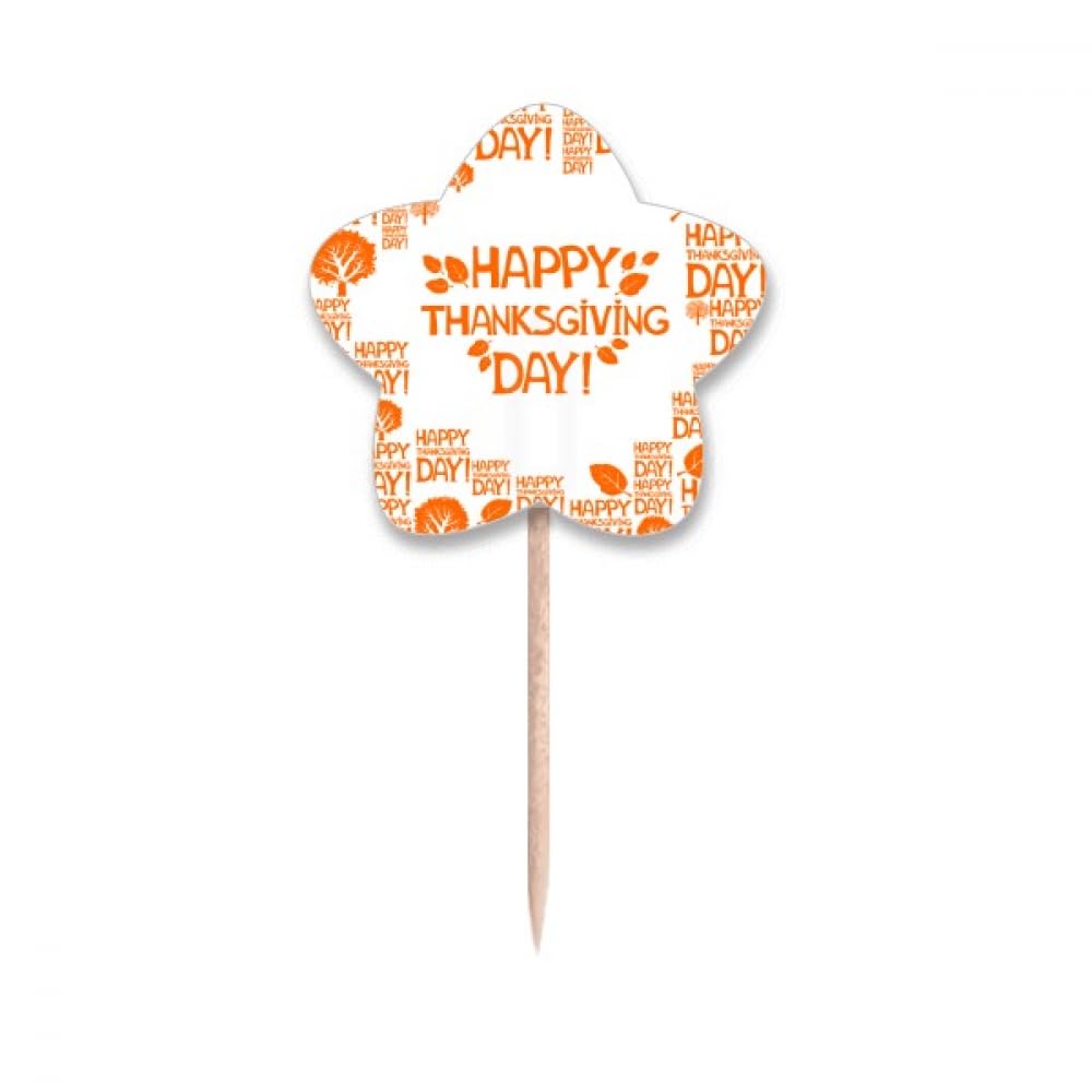 Piques à cupcakes Thanksgiving Day avec inscription élégante en bois