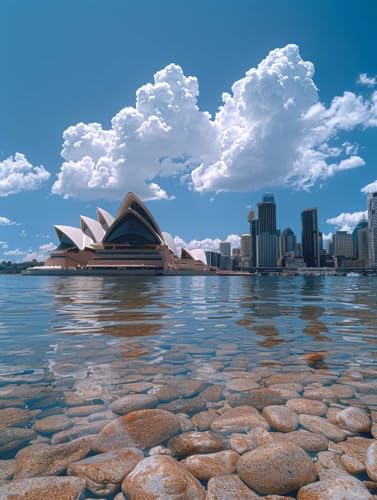 Broderie diamant adulte toile tendue sans plis motif paysage Opéra de Sydney 5D