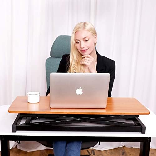 ERGOMAKER Standing Desk Converter, 32"/80cm Wide Height Adjustable Quick Sit to Stand Up Desk Riser for Dual Monitor