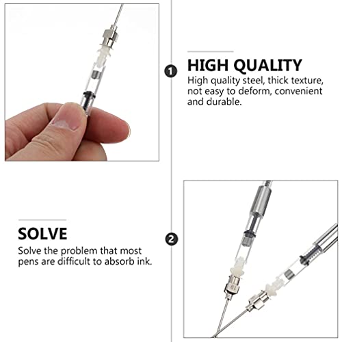 Cabilock 10Pcs Fountain Caneta de Tinta Enchimento Com Metal Blunt Ponta Da Agulha Da Seringa Caneta