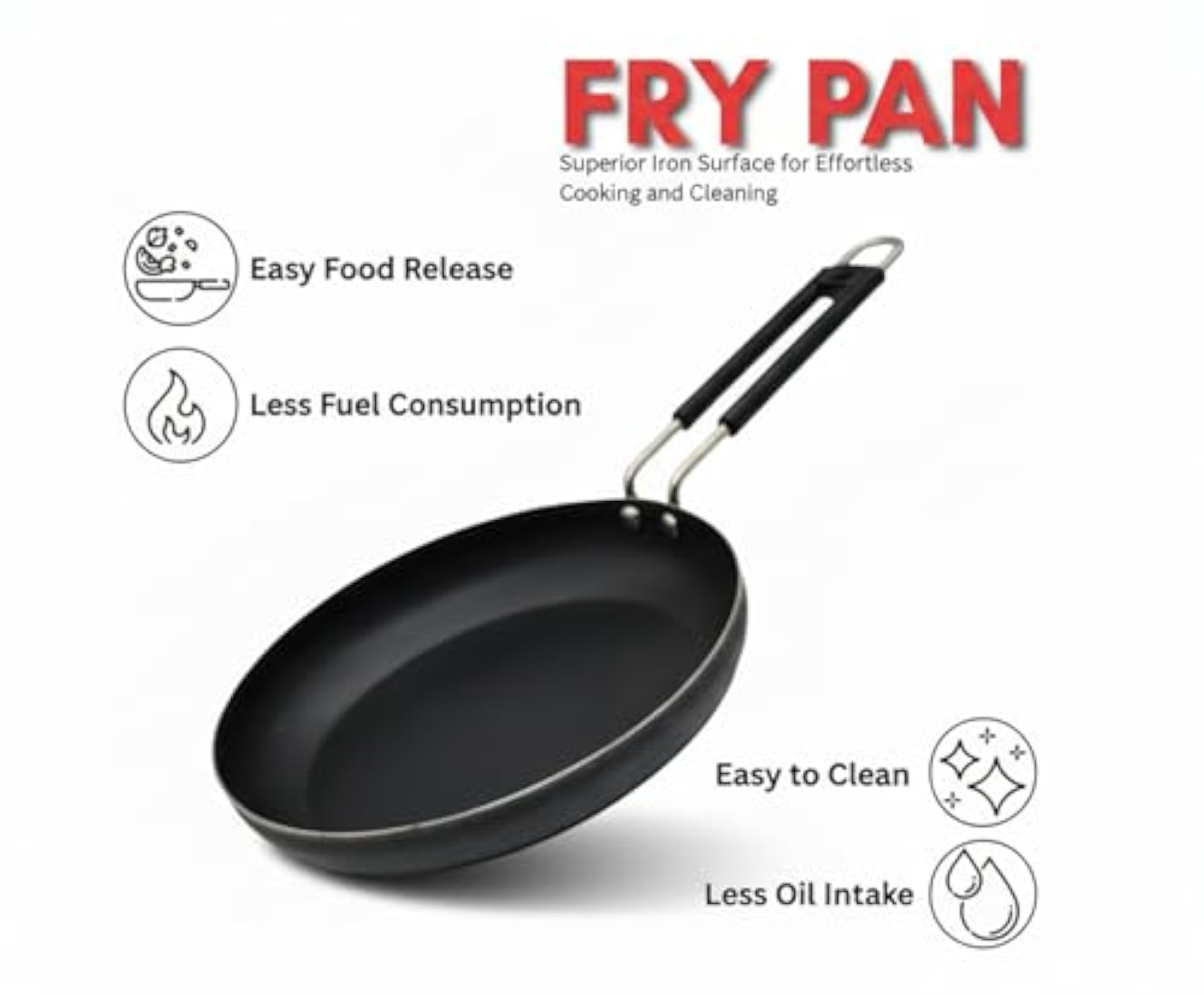 YR Induction Base Pure Iron Frying Pan Combo Set
