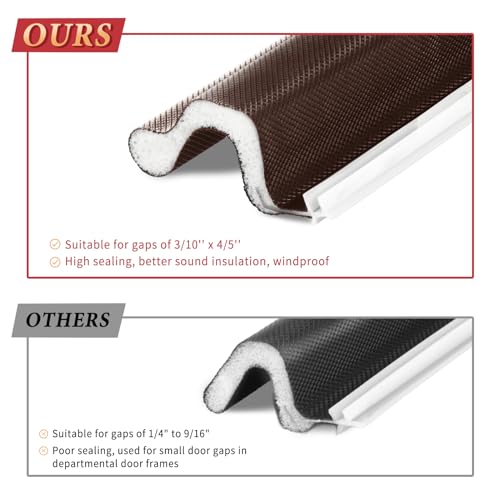 Image of 26 Feet Long Reach Weather Stripping Door Seal, V-Shaped Replacement Door Seal Strip Foam Kerf Weather Stripping for Doors Frame Card Slot Door Insulation Strip, Easy Cut to Size(Brown)