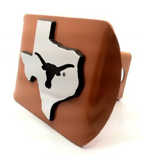 Utx University Of Texas"Orange And Chrome With Debossed Tx State Shape Longhorn Emblem" Metal Trailer Hitch Cover Fits 2 Inch Auto Car Truck Receiver With Ncaa College Sports Logo #TOP16