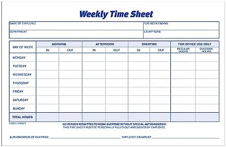 Adams Weekly Time Sheet, 1-Part, 5.5 x 8.5 Inches, Blue/White, 100 Sheets Per Pad, 2 Pack (9507ABF) image 3