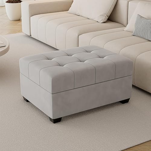 Banco acolchado para zapatos con baúl de almacenamiento, color gris claro, 100 cm, banco otomano para entrada y sala de estar, para almacenamiento y comodidad al final de la cama