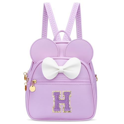 KKXIU Birthday Gift for Girls Kids Mini Backpack Purse for Toddler | Gift for 3 4 5 6 7 8 9 10 Year Old Girls Little Girl Purse Initial Crossbody Bag Gifts for Daughter Sister Niece, Purple, H