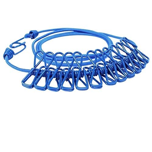 Travel Elastic Clothesline Laundry Line Camping Clothes Lines Adjustable Clothes Rope with 12pcs
